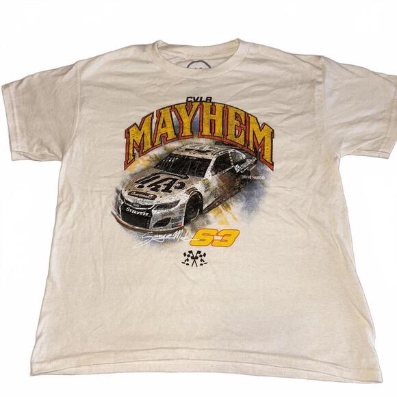 Other - CVL8 Vintage Style NASCAR Mayhem Graphic White Cotton T-Shirt Size Youth Medium
